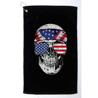 American Flag Skull July 4th Platinum Collection Golf Towel