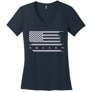 American Flag Soccer Apparel Soccer Hoodie Women's V-Neck T-Shirt