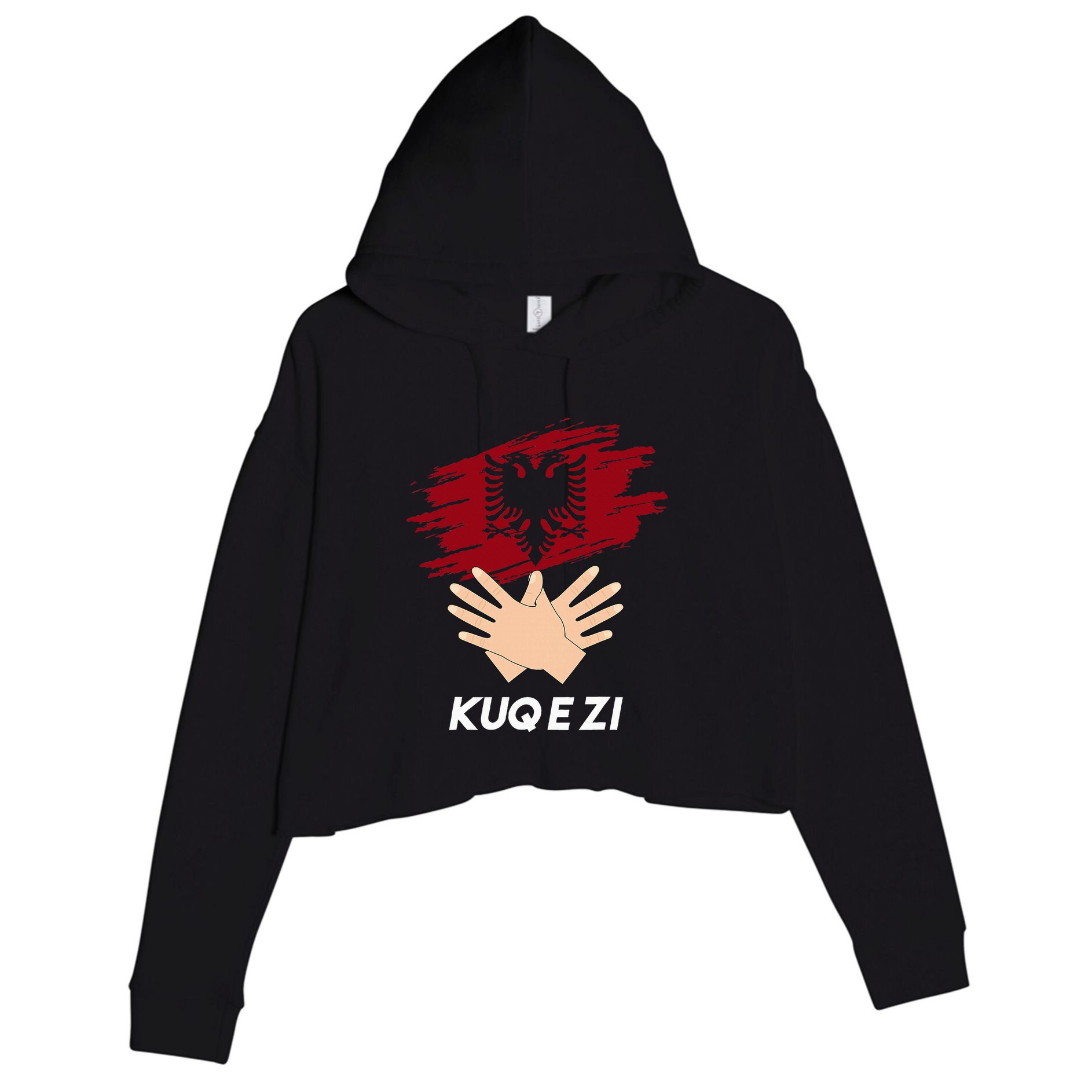 Albanian Flag Shqip Shqiponja Albanian Eagle Albania Crop Fleece Hoodie
