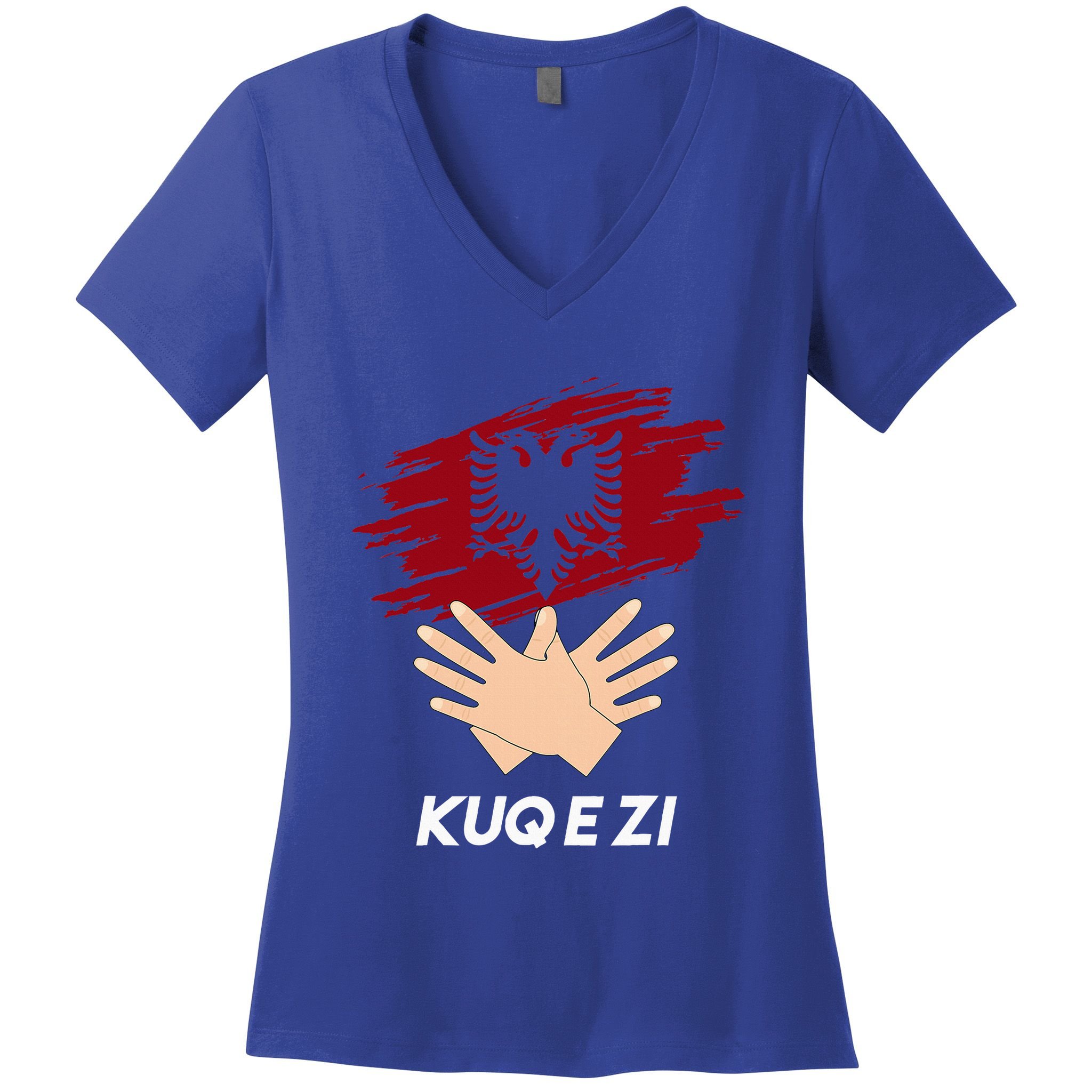 Albanian Flag Shqip Shqiponja Albanian Eagle Albania Women's V-Neck T-Shirt
