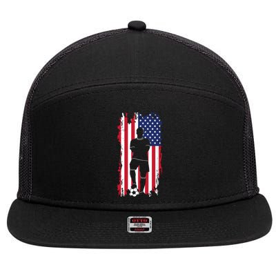 American Flag Soccer Apparel Soccer 7 Panel Mesh Trucker Snapback Hat