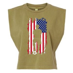 American Flag Soccer Apparel Soccer Garment-Dyed Women's Muscle Tee