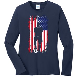 American Flag Soccer Apparel Soccer Ladies Long Sleeve Shirt