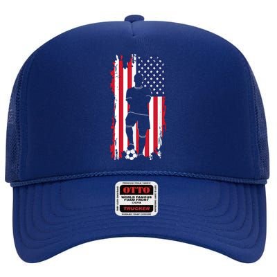 American Flag Soccer Apparel Soccer High Crown Mesh Back Trucker Hat