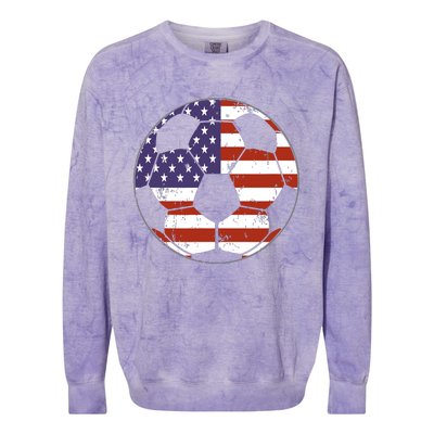 American Flag Soccer Ball Women Colorblast Crewneck Sweatshirt