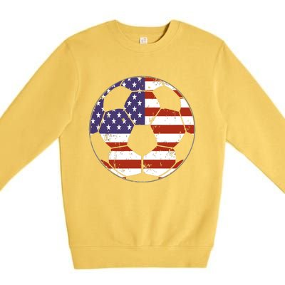 American Flag Soccer Ball Women Premium Crewneck Sweatshirt