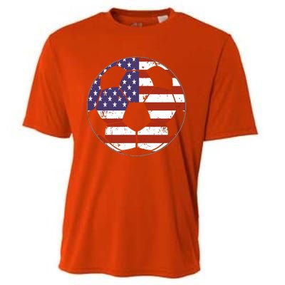 American Flag Soccer Ball Women Cooling Performance Crew T-Shirt