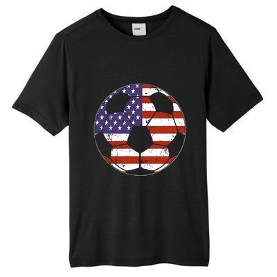 American Flag Soccer Ball Women Tall Fusion ChromaSoft Performance T-Shirt