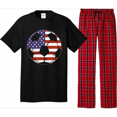 American Flag Soccer Ball Women Pajama Set