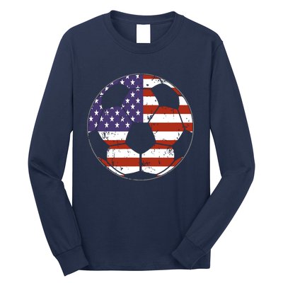 American Flag Soccer Ball Women Long Sleeve Shirt