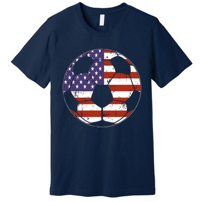 American Flag Soccer Ball Women Premium T-Shirt