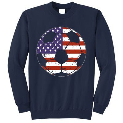 American Flag Soccer Ball Women Tall Sweatshirt