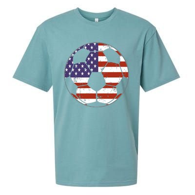 American Flag Soccer Ball Women Sueded Cloud Jersey T-Shirt