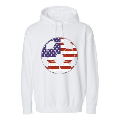 American Flag Soccer Ball Women Garment-Dyed Fleece Hoodie