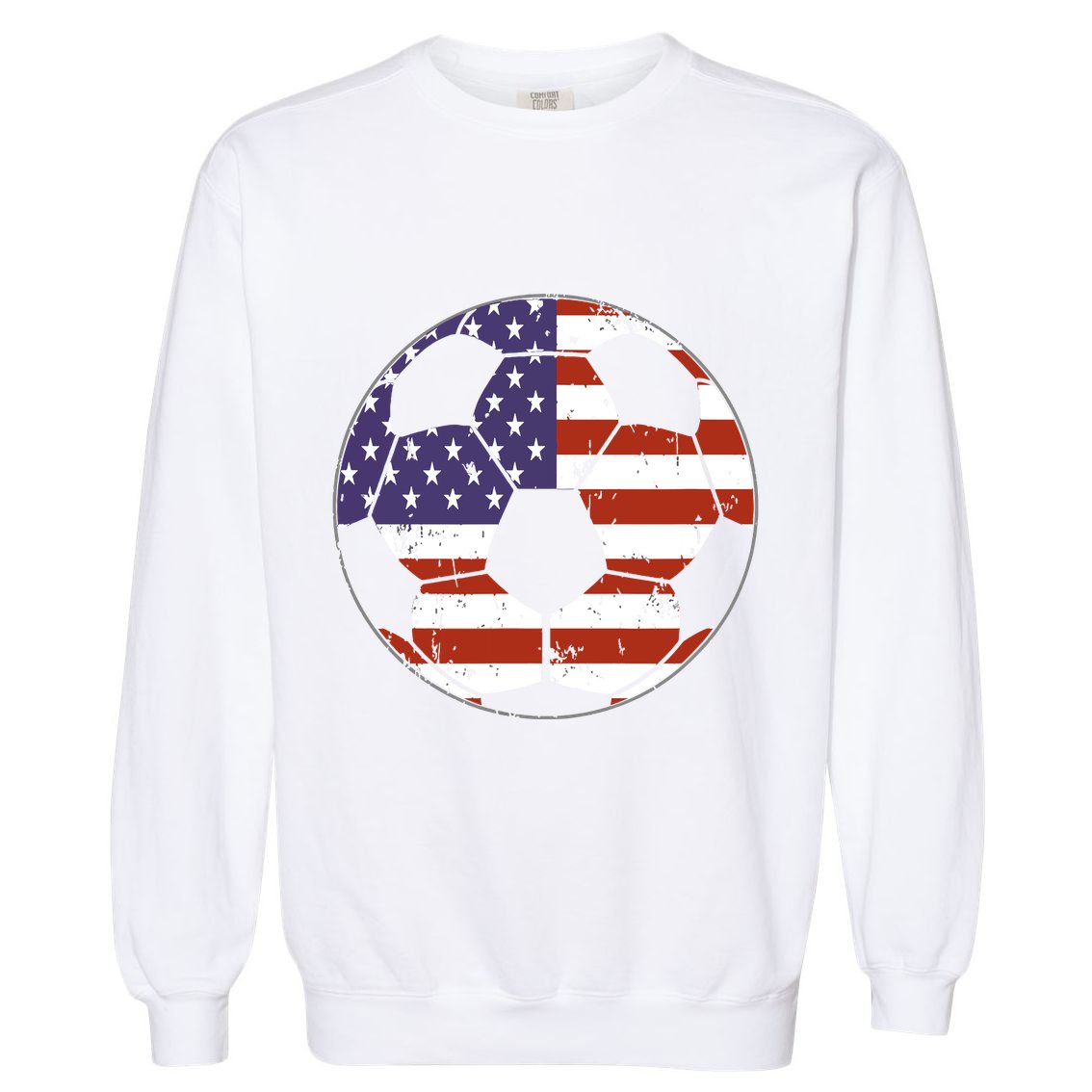 American Flag Soccer Ball Women Garment-Dyed Sweatshirt