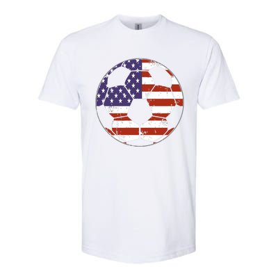 American Flag Soccer Ball Women Softstyle CVC T-Shirt