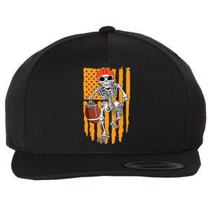 American Football Skeleton Halloween Boy Football Fan Wool Snapback Cap