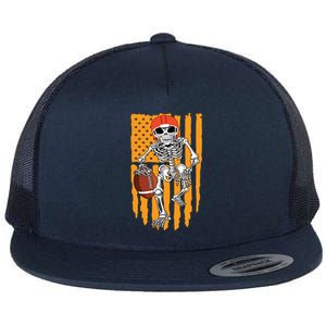 American Football Skeleton Halloween Boy Football Fan Flat Bill Trucker Hat