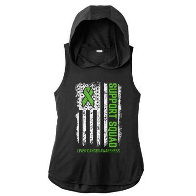 american flag Support Squad Liver Cancer Awareness Ladies PosiCharge Tri-Blend Wicking Draft Hoodie Tank