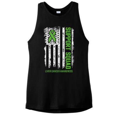 american flag Support Squad Liver Cancer Awareness Ladies PosiCharge Tri-Blend Wicking Tank