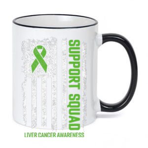 american flag Support Squad Liver Cancer Awareness 11oz Black Color Changing Mug