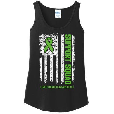 american flag Support Squad Liver Cancer Awareness Ladies Essential Tank