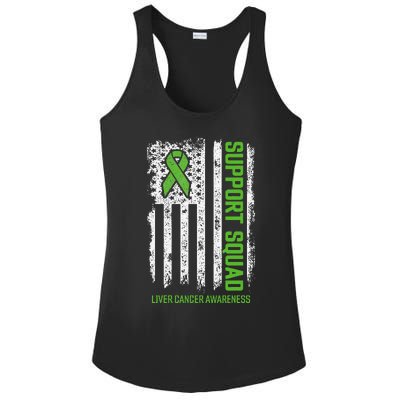 american flag Support Squad Liver Cancer Awareness Ladies PosiCharge Competitor Racerback Tank