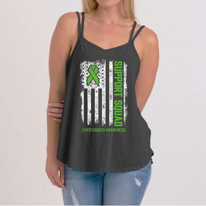 american flag Support Squad Liver Cancer Awareness Women's Strappy Tank