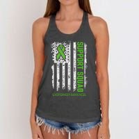 american flag Support Squad Liver Cancer Awareness Women's Knotted Racerback Tank