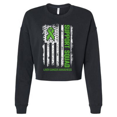 american flag Support Squad Liver Cancer Awareness Cropped Pullover Crew