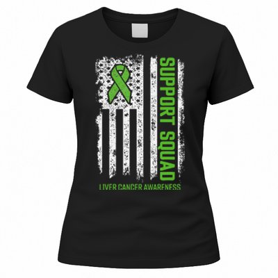 american flag Support Squad Liver Cancer Awareness Women's T-Shirt