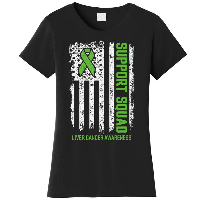 american flag Support Squad Liver Cancer Awareness Women's T-Shirt