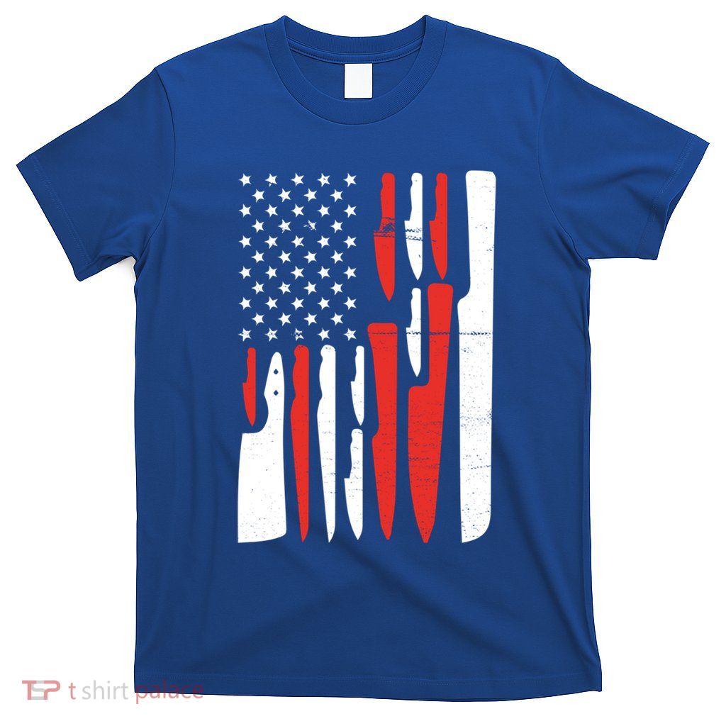 American Flag Sous Chef Knife Illustration Cook Life Print Gift T-Shirt