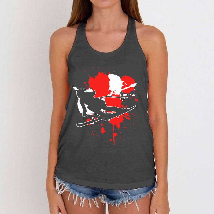 Austria Flag Skier Austrian Alpine Skiing Women's Knotted Racerback Tank