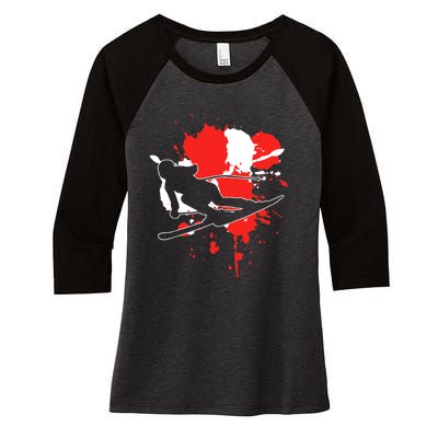 Austria Flag Skier Austrian Alpine Skiing Women's Tri-Blend 3/4-Sleeve Raglan Shirt