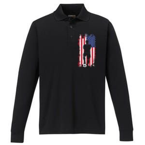 American Flag Soccer Apparel - Soccer Performance Long Sleeve Polo