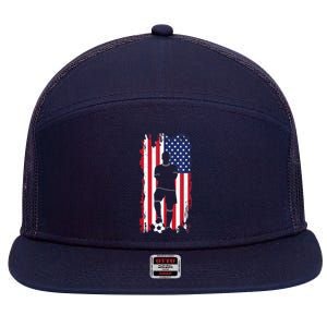 American Flag Soccer Apparel - Soccer 7 Panel Mesh Trucker Snapback Hat