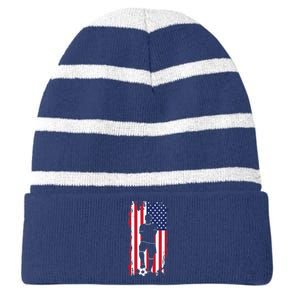 American Flag Soccer Apparel - Soccer Striped Beanie with Solid Band