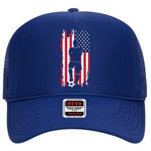 American Flag Soccer Apparel - Soccer High Crown Mesh Back Trucker Hat