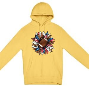 American Football Sunflower Great Gift American Flag Sunflower Gift Premium Pullover Hoodie