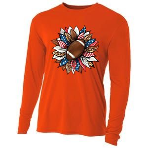 American Football Sunflower Great Gift American Flag Sunflower Gift Cooling Performance Long Sleeve Crew