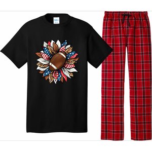 American Football Sunflower Great Gift American Flag Sunflower Gift Pajama Set