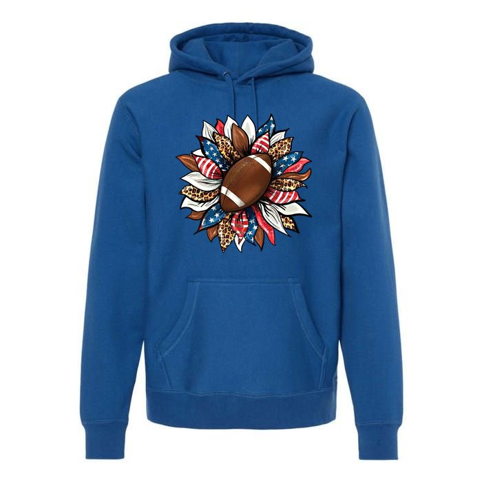 American Football Sunflower Great Gift American Flag Sunflower Gift Premium Hoodie