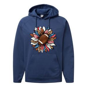 American Football Sunflower Great Gift American Flag Sunflower Gift Performance Fleece Hoodie