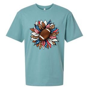 American Football Sunflower Great Gift American Flag Sunflower Gift Sueded Cloud Jersey T-Shirt