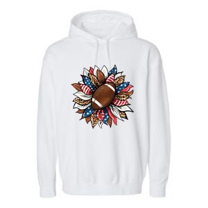 American Football Sunflower Great Gift American Flag Sunflower Gift Garment-Dyed Fleece Hoodie