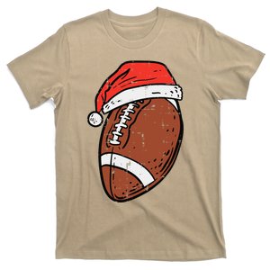 American Football Santa Hat Sports Christmas Xmas Funny T-Shirt