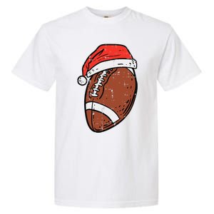 American Football Santa Hat Sports Christmas Xmas Funny Garment-Dyed Heavyweight T-Shirt