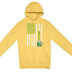 American Flag St Patrick's Day Shamrock Ing Beer Irish Funny Gift Premium Pullover Hoodie