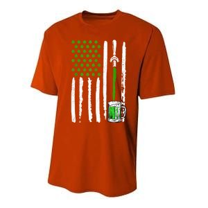 American Flag St Patrick's Day Shamrock Ing Beer Irish Funny Gift Performance Sprint T-Shirt